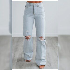 KanCan Light Wash Distressed Flare Jeans